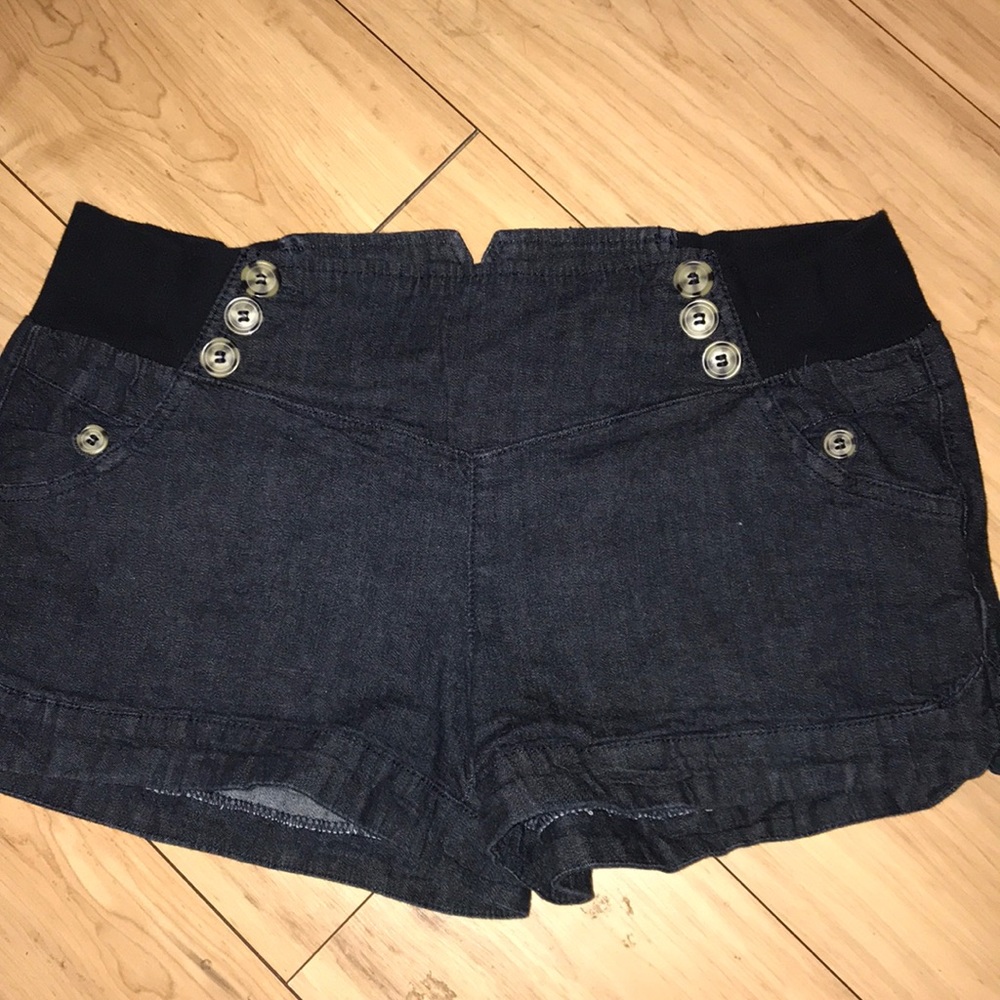 High-waisted denim shorts